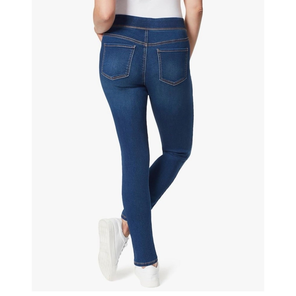 Gloria Vanderbilt Pull On Denim Jeans 18 Short Slimming Panel Amanda Vermont NWT - Picture 2 of 16